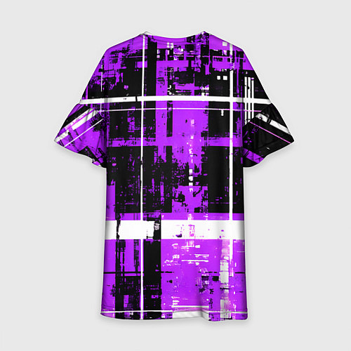 Детское платье Фиолетово-белый гранж на чёрном фоне / 3D-принт – фото 2