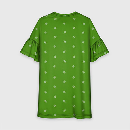 Детское платье Снежинки на зеленом / 3D-принт – фото 2