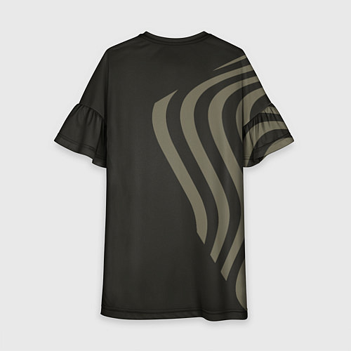 Детское платье Парусник и волны на темно-оливковом / 3D-принт – фото 2