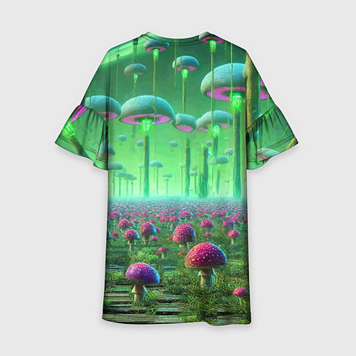 Детское платье Рик и Морти в фантастическом неоновом грибном лесу / 3D-принт – фото 2