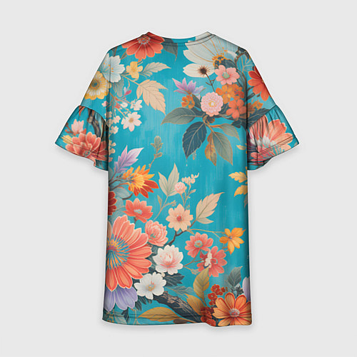 Детское платье Цветочки на голубом фоне / 3D-принт – фото 2