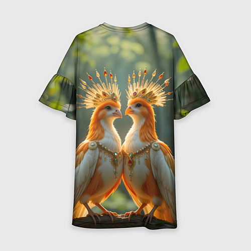 Детское платье Влюбленные птички с коронами / 3D-принт – фото 2