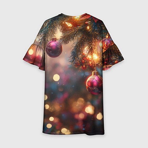 Детское платье Фиолетовые новогодние шары / 3D-принт – фото 2