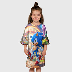 Платье клеш для девочки Sonic фантастический мир, цвет: 3D-принт — фото 2