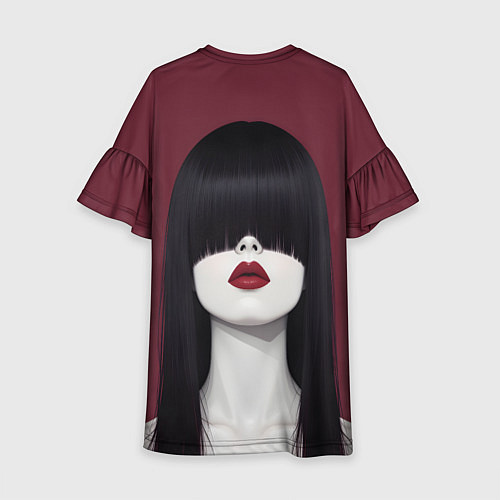 Детское платье Поп арт девушка на бордовом / 3D-принт – фото 2