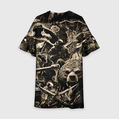 Детское платье Медведь на фоне десантников танков и самолетов / 3D-принт – фото 2