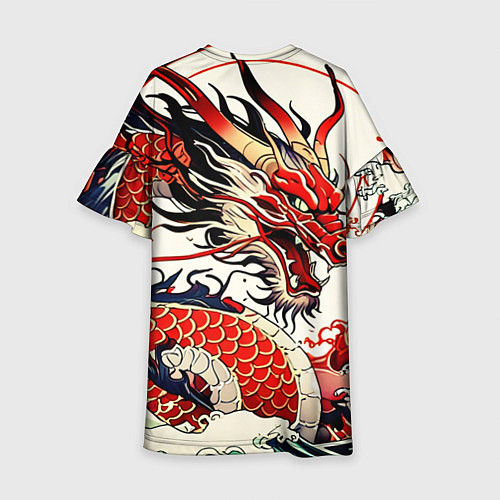Детское платье Красный дракон в японском стиле ирезуми / 3D-принт – фото 2