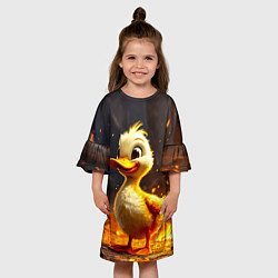 Платье клеш для девочки Утенок в огне, цвет: 3D-принт — фото 2