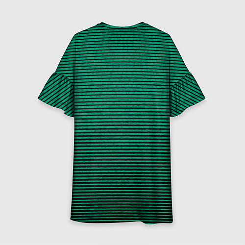Детское платье Зелёный текстурированный в чёрную полоску / 3D-принт – фото 2