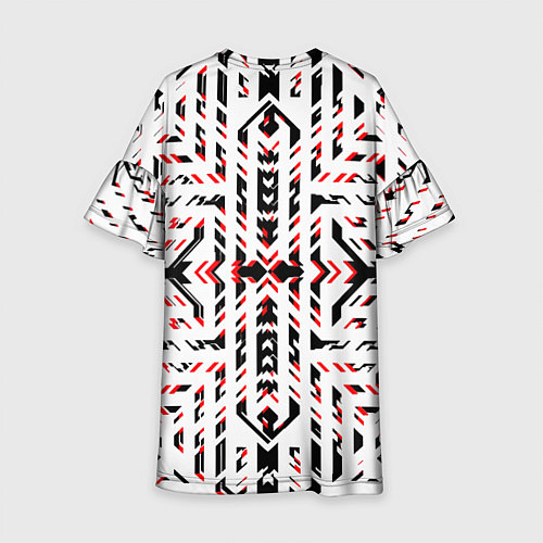 Детское платье Чёрно-красные диагональные полосы на белом фоне / 3D-принт – фото 2