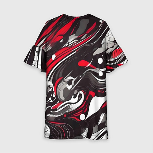 Детское платье Красно-белые волны / 3D-принт – фото 2