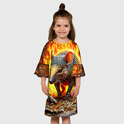 Платье клеш для девочки Броненосец в огне, цвет: 3D-принт — фото 2