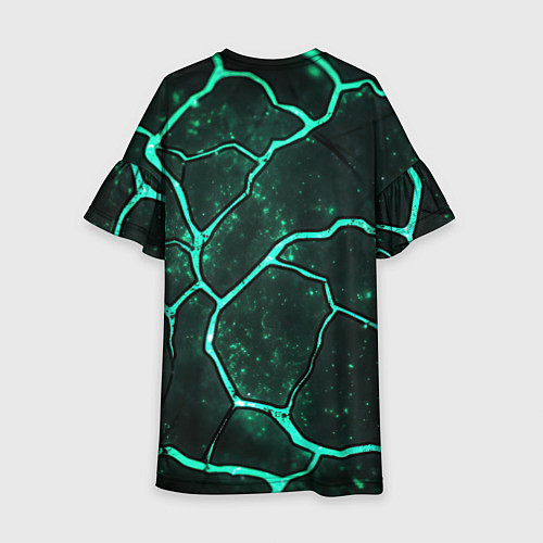 Детское платье Неоновые зеленые разломы / 3D-принт – фото 2