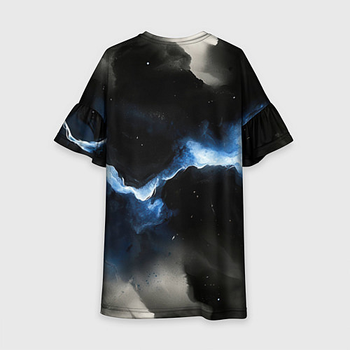 Детское платье Синий разлом на черной плите текстура / 3D-принт – фото 2