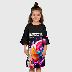 Платье клеш для девочки Все дуреют с этого десерта, цвет: 3D-принт — фото 2