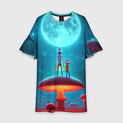 Детское платье Рик и Морти в стране неоновых гигантских грибов