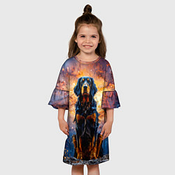 Платье клеш для девочки Сеттер в космосе, цвет: 3D-принт — фото 2