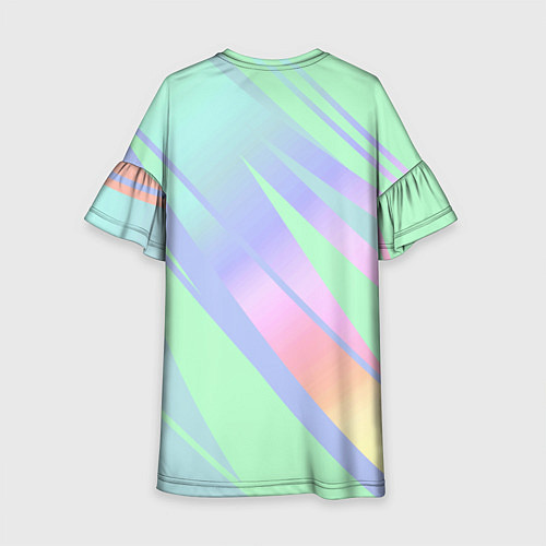 Детское платье Светлый зелёный мятный с полосами градиент / 3D-принт – фото 2