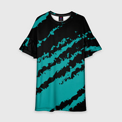 Платье клеш для девочки The color is black and light blue, цвет: 3D-принт