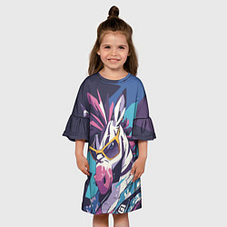 Платье клеш для девочки Модная зебра, цвет: 3D-принт — фото 2