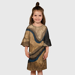 Платье клеш для девочки Песочная абстракция, цвет: 3D-принт — фото 2