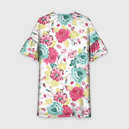 Детское платье Розы красные и бирюзовые / 3D-принт – фото 2