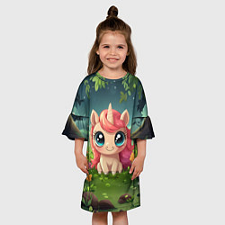 Платье клеш для девочки Рыжая единорожка, цвет: 3D-принт — фото 2