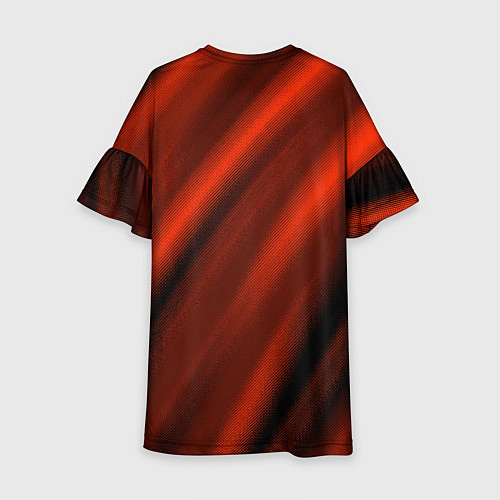 Детское платье Красно-оранжевый полосы текстурные с затемнением / 3D-принт – фото 2