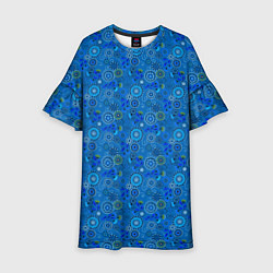 Детское платье Этнический синий деревенский абстрактный узор