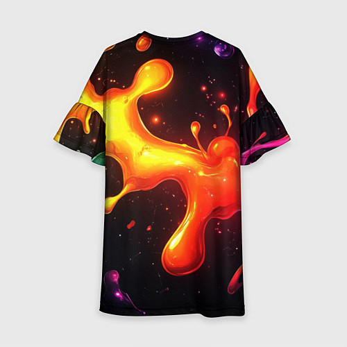 Детское платье Радужные кляксы на черном фоне / 3D-принт – фото 2