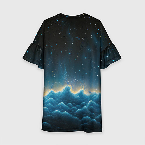 Детское платье Облака и черное небо текстура / 3D-принт – фото 2