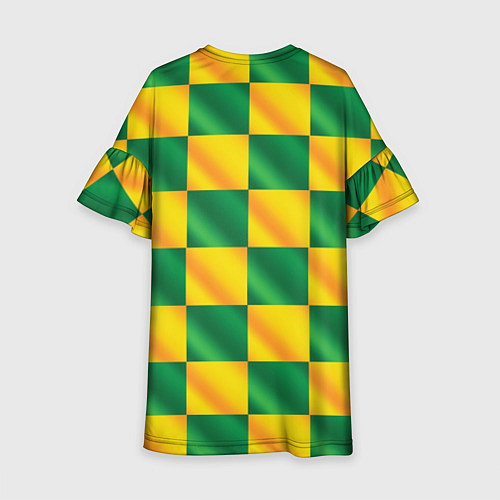 Детское платье Желтый и зеленый геометрический паттерн / 3D-принт – фото 2