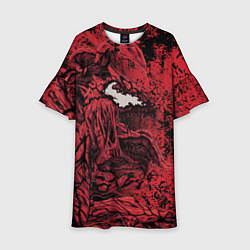 Платье клеш для девочки Красный веном текстура Карнажа, цвет: 3D-принт