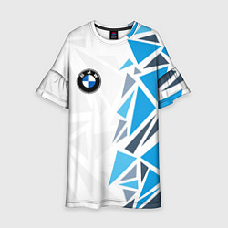 Платье клеш для девочки Бмв - фрагментация синяя, цвет: 3D-принт