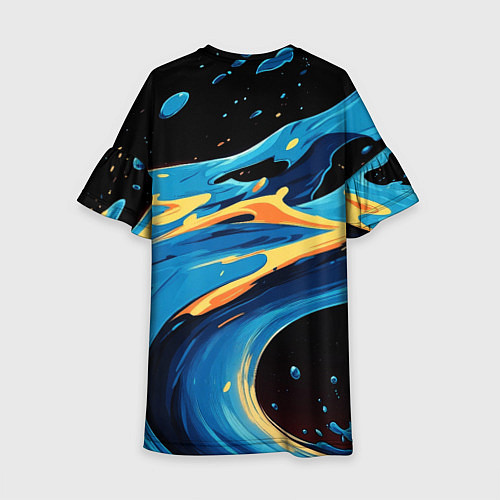 Детское платье Синяя волна из красок / 3D-принт – фото 2