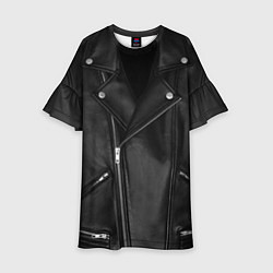 Платье клеш для девочки Кожаная куртка косуха, цвет: 3D-принт
