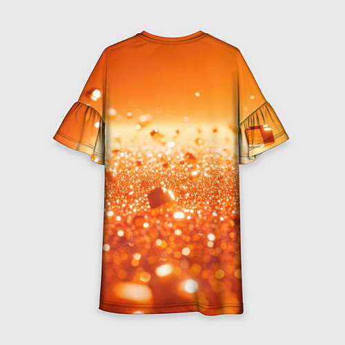 Детское платье Оранжевые блестящие частицы текстура / 3D-принт – фото 2