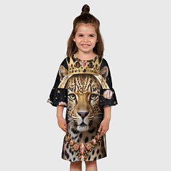 Платье клеш для девочки Леопард с короной, цвет: 3D-принт — фото 2