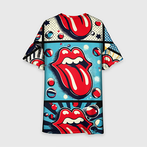 Детское платье Rolling Stones logo - pop art / 3D-принт – фото 2