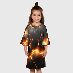 Платье клеш для девочки Лава и разлом плит, цвет: 3D-принт — фото 2
