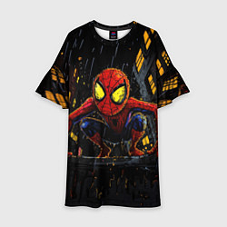 Платье клеш для девочки Маленький человек-паук с желтыми глазами, цвет: 3D-принт