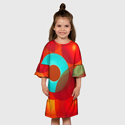 Платье клеш для девочки Оптическая абстракция с кругами, цвет: 3D-принт — фото 2