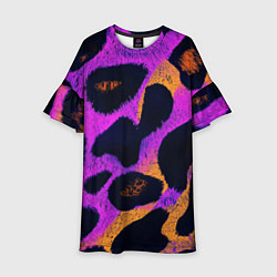 Детское платье Неоновый леопардовый узор