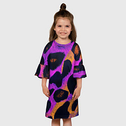 Платье клеш для девочки Неоновый леопардовый узор, цвет: 3D-принт — фото 2