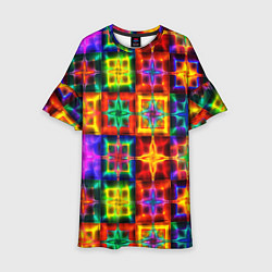 Платье клеш для девочки Неоновое стекло абстракция, цвет: 3D-принт
