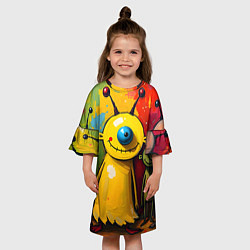 Платье клеш для девочки Арт с человечками, цвет: 3D-принт — фото 2