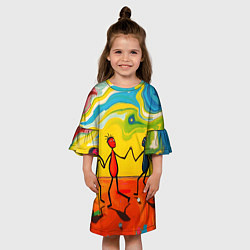 Платье клеш для девочки Дружба человечков, цвет: 3D-принт — фото 2