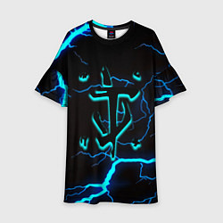 Платье клеш для девочки Doom молнии неоновые, цвет: 3D-принт