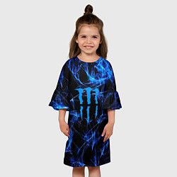 Платье клеш для девочки Monster energy искры дымы, цвет: 3D-принт — фото 2