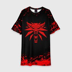 Платье клеш для девочки Ведьмак красные краски, цвет: 3D-принт